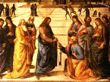 Giving the Keys to St. Peter by Pietro Perugino. Christ, at the Sistine Chapel, Pauline Chapel